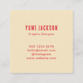 ユニークトレンディーカラフル抽象芸術芸術的 はっきりした スクエア名刺 (裏面)