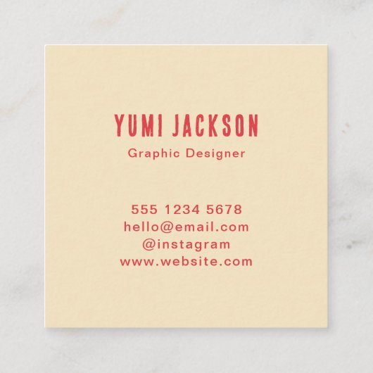 ユニークトレンディーカラフル抽象芸術芸術的 はっきりした スクエア名刺 (裏面)