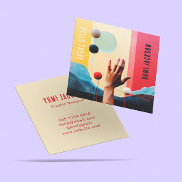 ユニークトレンディーカラフル抽象芸術芸術的 はっきりした スクエア名刺