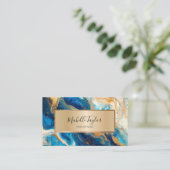 ユニークトレンディーネイビー金ゴールド水彩ソーシャルメディア 名刺 (スタンド正面)