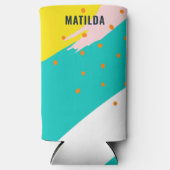 ユニークトレンディー抽象芸術カラフル芸術的レインボー スリム缶クーラー (正面)