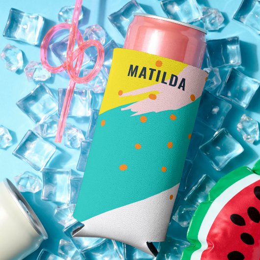 ユニークトレンディー抽象芸術カラフル芸術的レインボー スリム缶クーラー