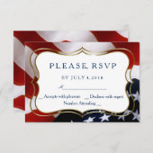 ユニークトレンディーUSAフラッグウェディングRSVPカード 出欠カード (正面/裏面)