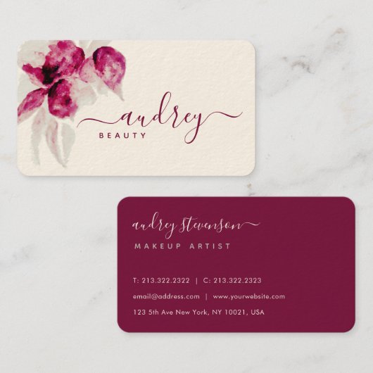 ユニークハイビスカスブルゴーニュフローラシグニファンシーチャー 名刺 (正面/裏面)