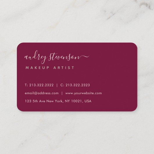 ユニークハイビスカスブルゴーニュフローラシグニファンシーチャー 名刺 (裏面)