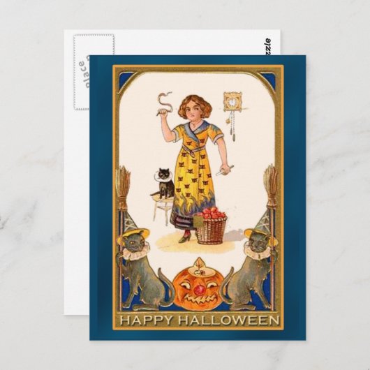 ユニークハッピーハローウィンアートカード ポストカード (正面/裏面)