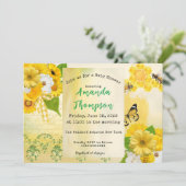ユニークハニーイエローバタフライとビーベビーシャワー 招待状 (スタンド正面)