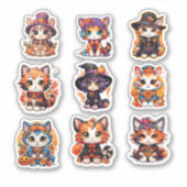 ユニークハロウィン猫日本のスタイルマンガ シール (正面)