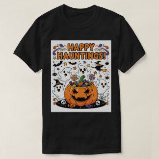 ユニークハロウィーンをテーマにしたロゴとバナー Tシャツ