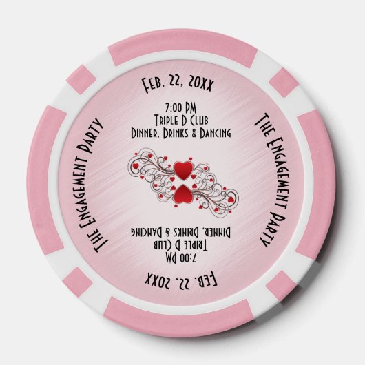 ユニークハート婚約パーティ招待状 ポーカーチップ (裏面)