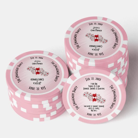 ユニークハート婚約パーティ招待状 ポーカーチップ (積み重ね)