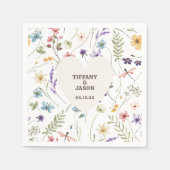 ユニークハート水彩野花結婚の スタンダードカクテルナプキン (正面)