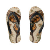 ユニークバタフライペアのフリップフロップ：デザイン キッズビーチサンダル (フットベッド)