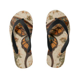 ユニークバタフライペアのフリップフロップ：デザイン キッズビーチサンダル
