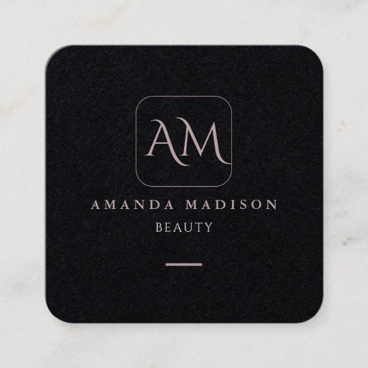 ユニークバラ金ゴールドスクリプモノグラムのトのソーシャルメディア スクエア名刺 (正面)