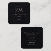 ユニークバラ金ゴールドスクリプモノグラムのトのソーシャルメディア スクエア名刺 (正面/裏面)