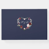 ユニークバーガンディ紫の水彩花結婚色 ゲストブック (裏面)