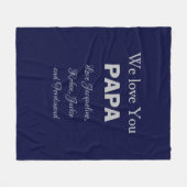 ユニークパパ。名前をカスタムするネイビーブルー フリースブランケット (正面(横))