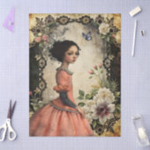 ユニークビクトリアンエレガントフローラ園の少女 薄葉紙 (クラフト)