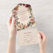 ユニークビクトリアン王室の結婚フローラ オールインワン招待状 (貼ってはがせる)