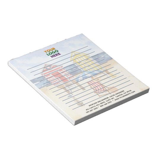 ユニークビーチキャビン企業のロゴライン ノートパッド (アングル)