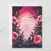 ユニークピかわいらしッ色彩の鮮やかク色マゼンダフローラズ 招待状 (正面)