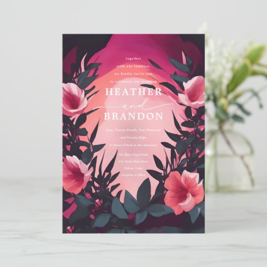 ユニークピかわいらしッ色彩の鮮やかク色マゼンダフローラズ 招待状 (スタンド正面)