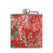 ユニークピカッコいいンク赤の緑の抽象芸術パターン フラスク (裏面)