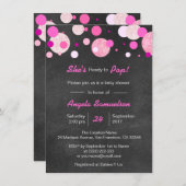 ユニークピンクの黒板のベビーシャワーをぽんと鳴らすために用意して下さい 招待状 (正面/裏面)