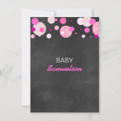 ユニークピンクの黒板のベビーシャワーをぽんと鳴らすために用意して下さい 招待状 (裏面)