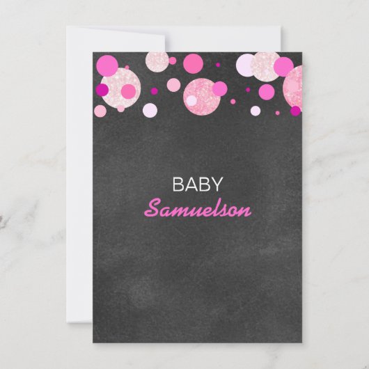 ユニークピンクの黒板のベビーシャワーをぽんと鳴らすために用意して下さい 招待状 (裏面)