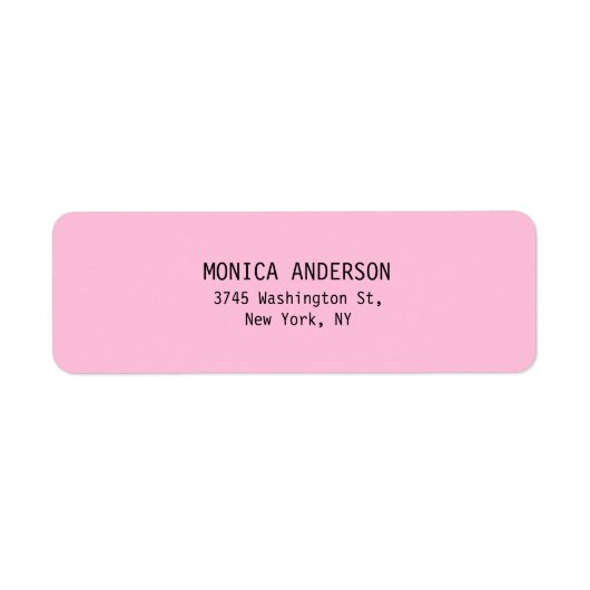 ユニークピンクプレーンモダン差出人住所ラベル ラベル (正面)