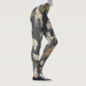 ユニークファッションかわいい動物の紙アートワーク灰色 レギンス (右)