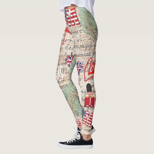 ユニークファッション統一された州地図と文字素朴 レギンス (左)