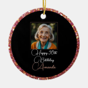 ユニークフローラグリッター90誕生日 セラミックオーナメント
