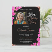 ユニークフローラグリッター90誕生日 招待状 (スタンド正面)