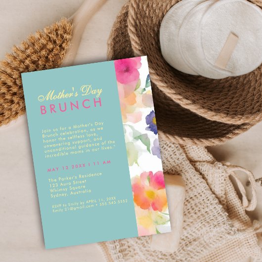 ユニークフローラシンプルグリーナリー母なる日ブランチ 招待状