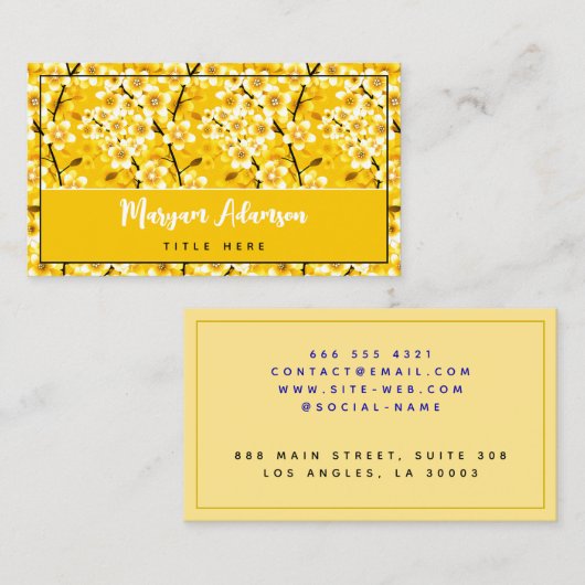 ユニークフローラバラ、マスタードエレガント金ゴールド コーリングカード (正面/裏面)