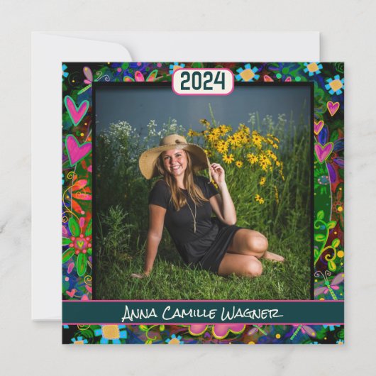 ユニークフローラ卒業カスタム写真発表 招待状 (正面)