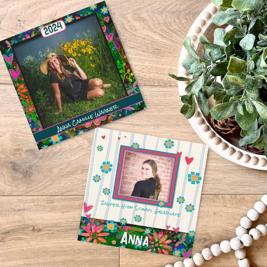 ユニークフローラ卒業カスタム写真発表 招待状