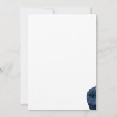 ユニークフローラ水彩紺紫色結婚色 招待状 (裏面)