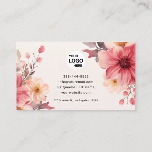 ユニークフローラ水色 名刺 (裏面)