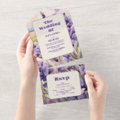 ユニークフローラ結婚ラベンダー オールインワン招待状 (貼ってはがせる)