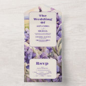 ユニークフローラ結婚ラベンダー オールインワン招待状 (内側)