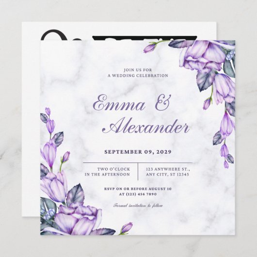 ユニークフローラ結婚式招待状 招待状 (正面/裏面)