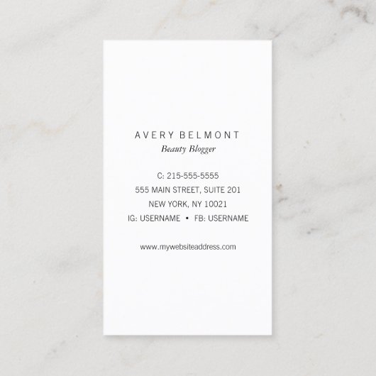 ユニークフローラ顔美しい 名刺 (裏面)