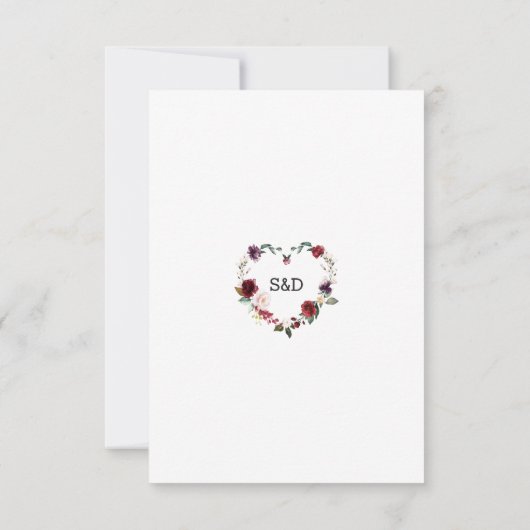 ユニークブルゴーニュ赤面花金ゴールド結婚ズ 出欠カード (裏面)