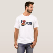 ユニークブルー I LOVE PASTA ビジュアルデザイン Tシャツ (正面フル)