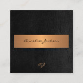 ユニークプロフェッショナルエレガント黒金ゴールドモノグラムの スクエア名刺 (正面)