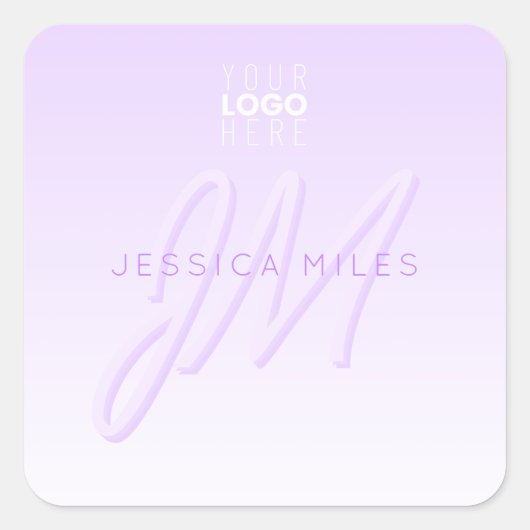 ユニークプロフェッショナル名テンプレート | ライトパープル スクエアシール (正面)